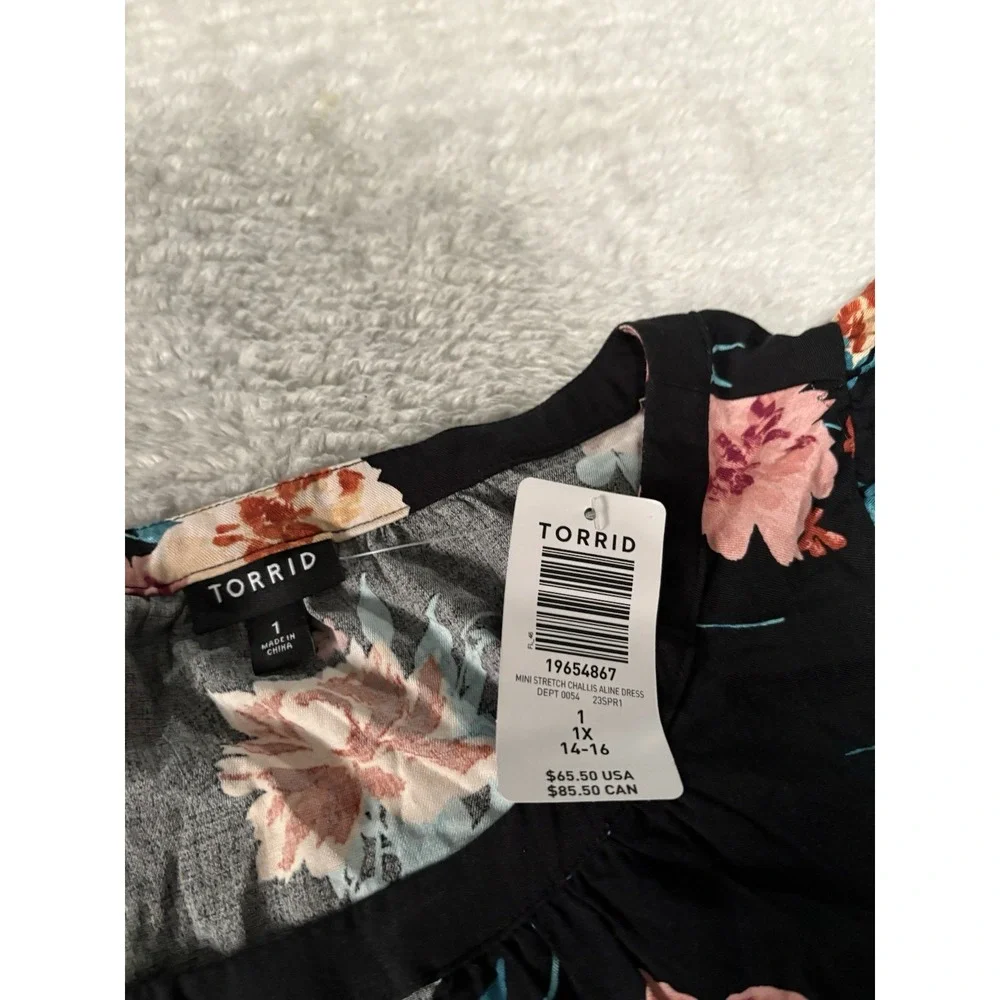 New Torrid A Line Floral Multicolor Womens Dress Challis Plus‎ 1X NWT 14-16